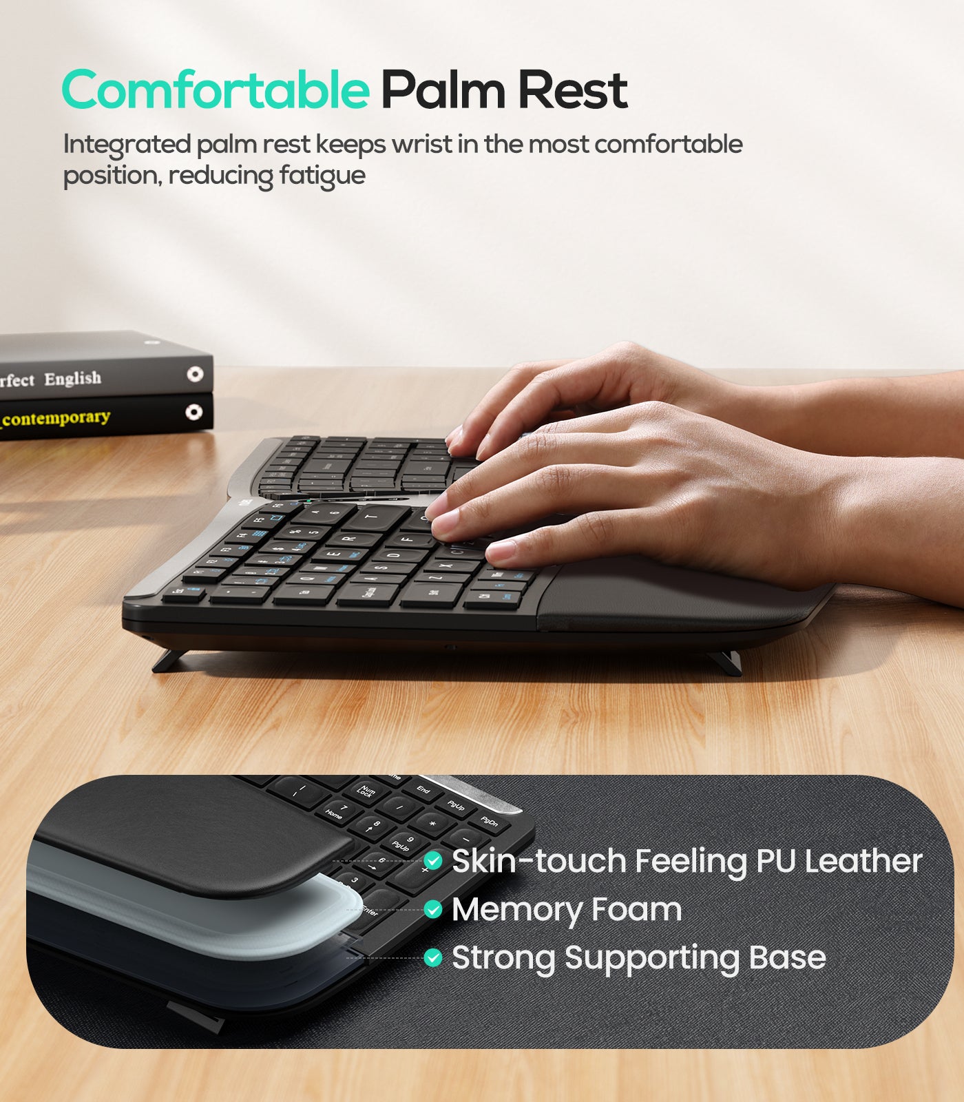 Collection of Nulea RT07B Wireless Ergonomic Keyboard in a gallery layout