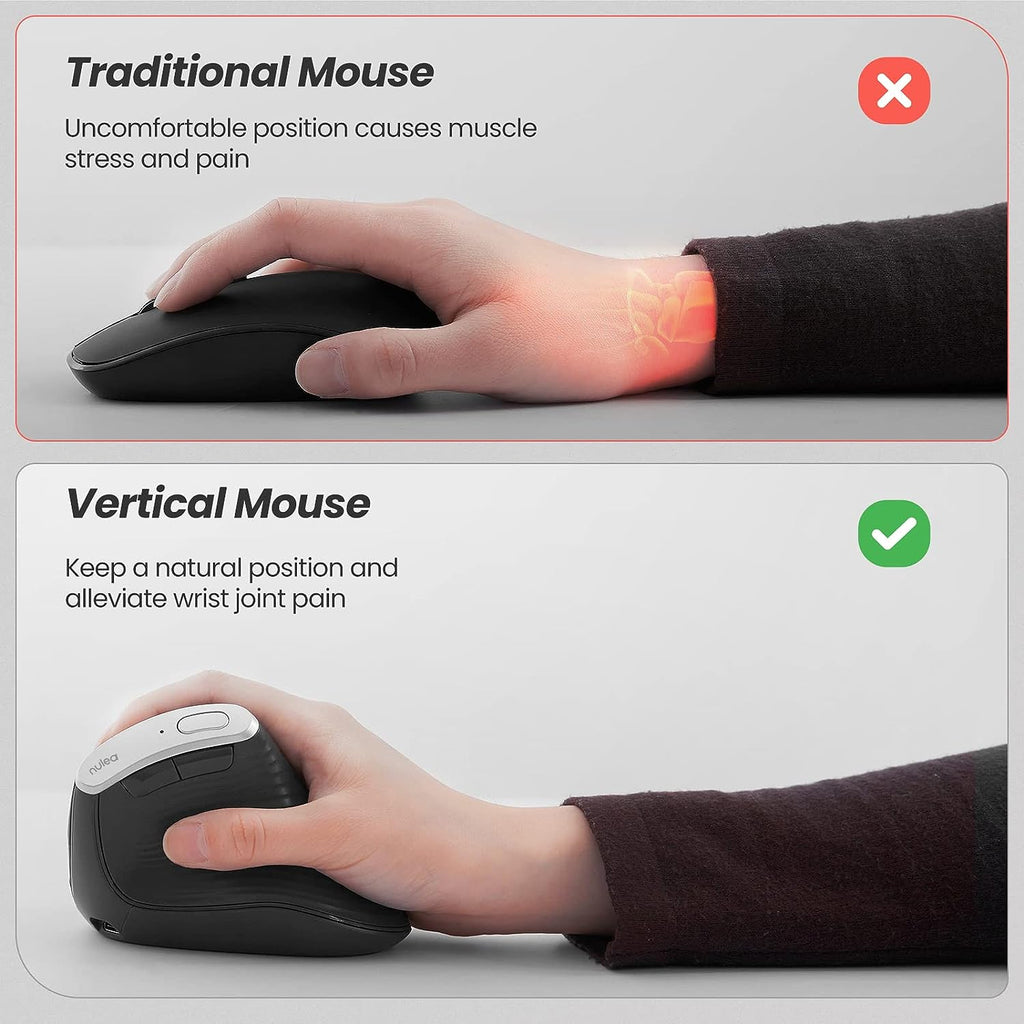 NULEA M502 Mouse verticale semplice, ricaricabile, wireless ma soprattutto  comodo! 
