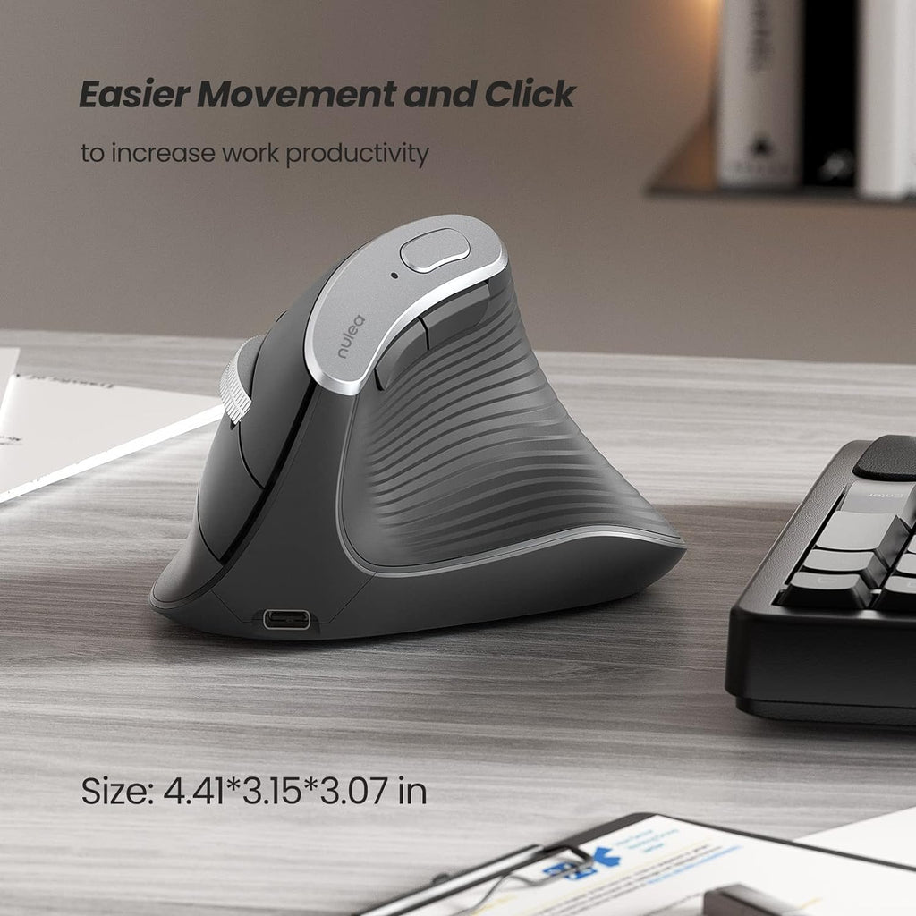 NULEA M502 Mouse verticale semplice, ricaricabile, wireless ma soprattutto  comodo! 