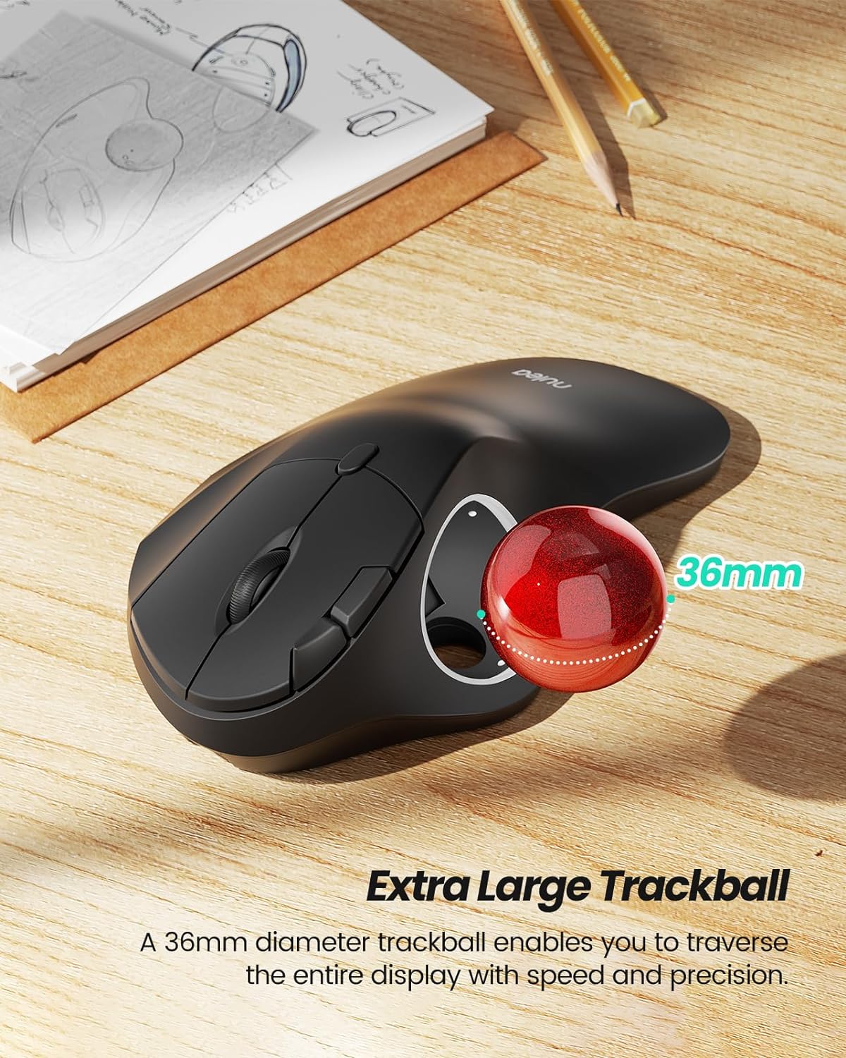 Collection of Nulea M507 Wireless Trackball Mouse in a gallery layout