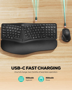 Collection of Nulea KM75 Advanced Ergonomic Wireless Keyboard and Mouse Combo in a gallery layout