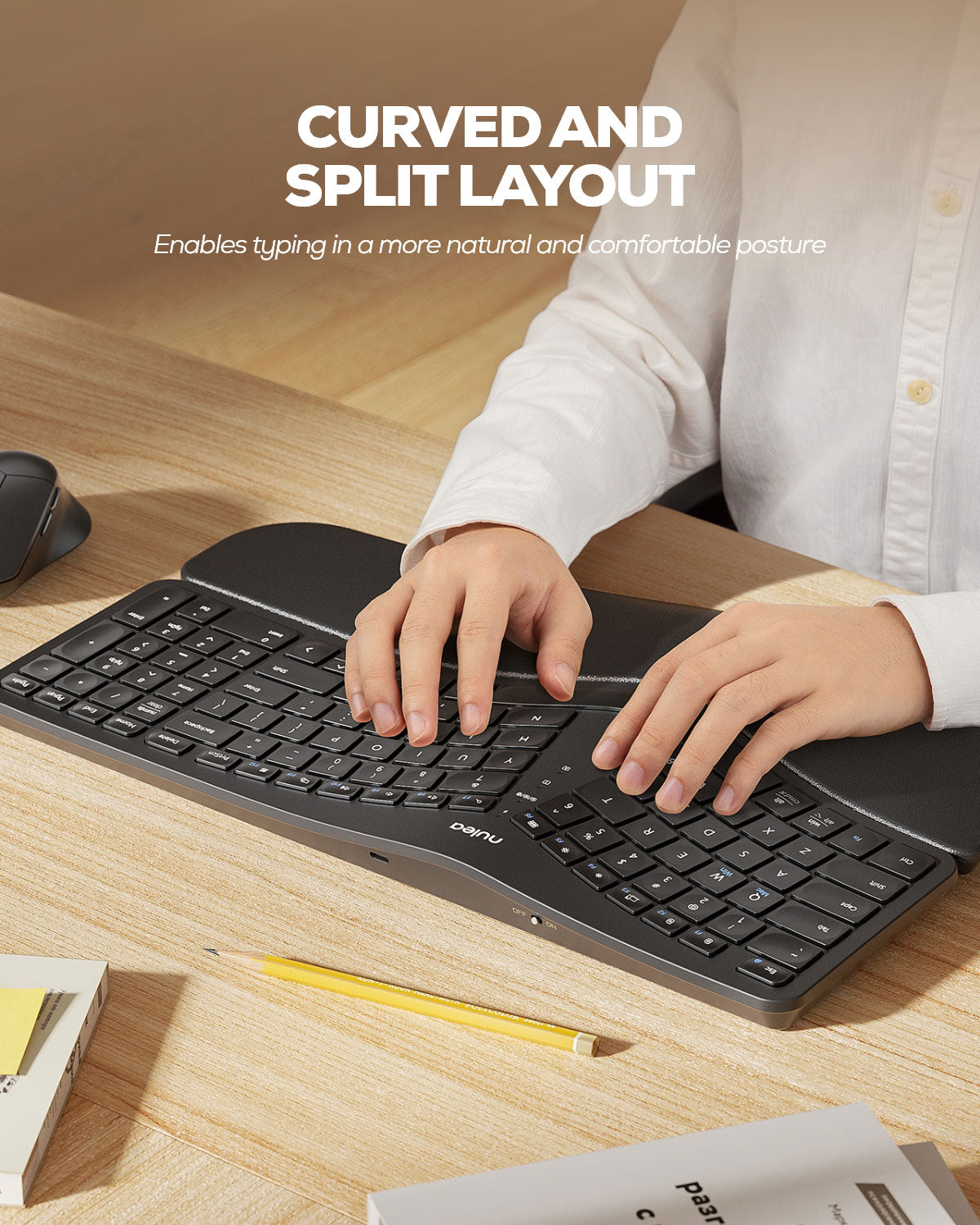 Collection of Nulea KM75 Advanced Ergonomic Wireless Keyboard and Mouse Combo in a gallery layout