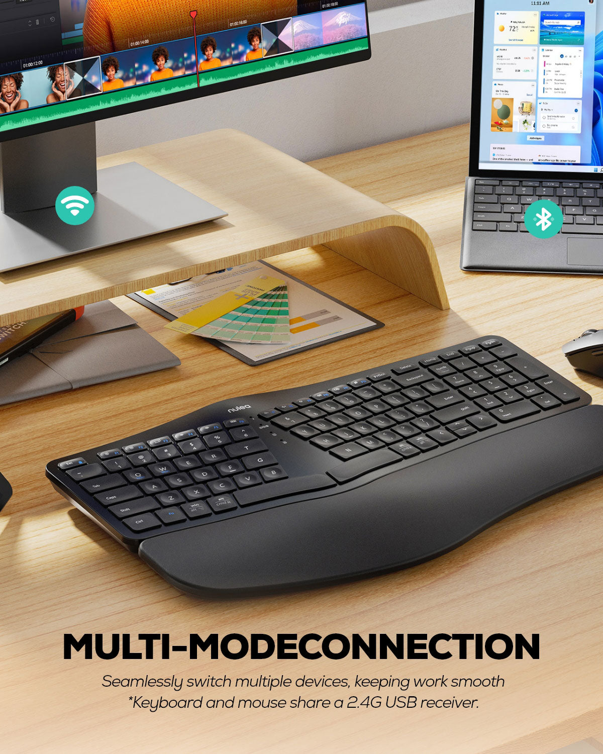 Collection of Nulea KM75 Advanced Ergonomic Wireless Keyboard and Mouse Combo in a gallery layout