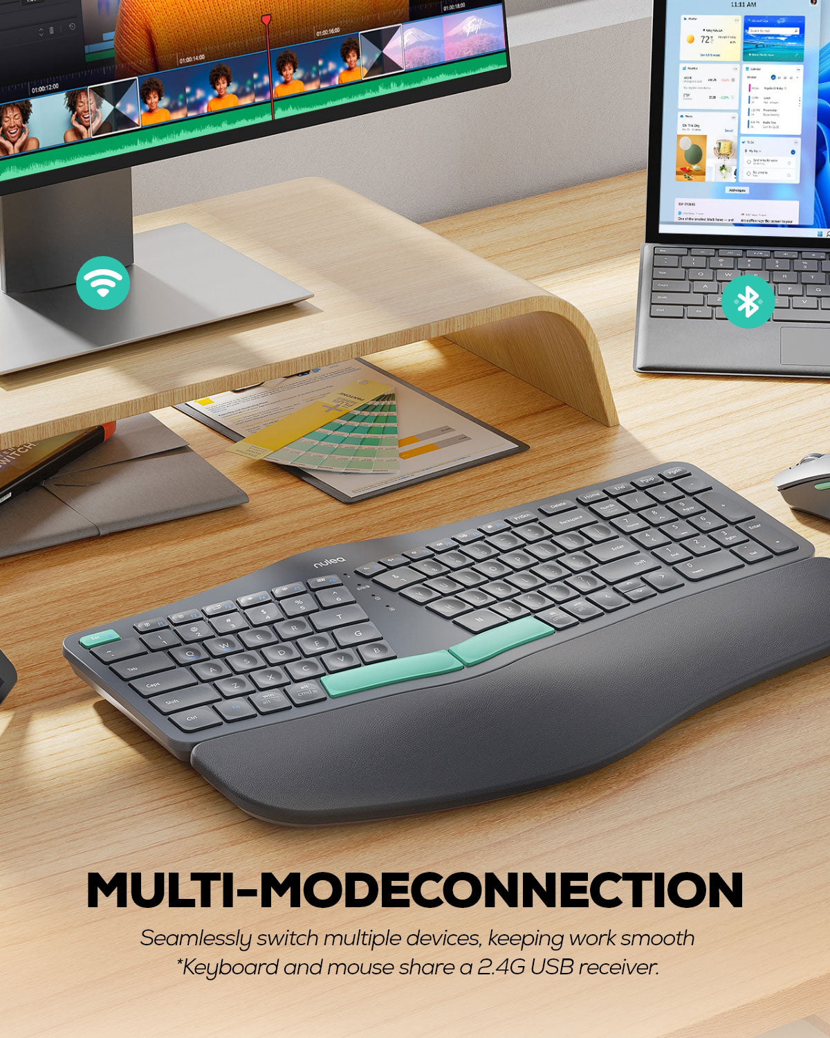 Collection of Nulea KM75 Advanced Ergonomic Wireless Keyboard and Mouse Combo in a gallery layout