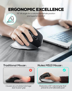 Collection of Nulea M513 Wireless Vertical Mouse in a gallery layout