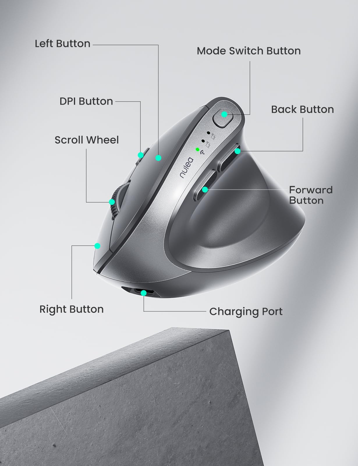 Collection of Nulea MD280 Wireless Vertical Mouse in a gallery layout