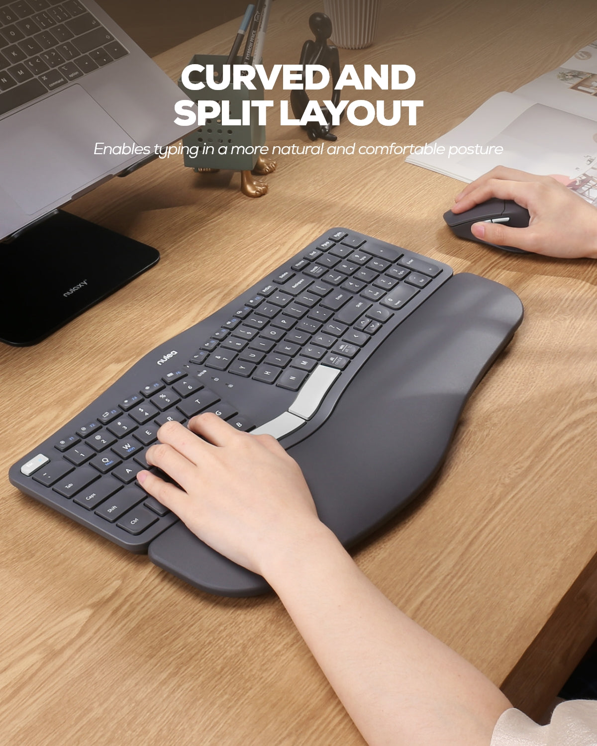 Collection of Nulea KM75 Advanced Wireless Ergonomic Keyboard and Mouse Combo in a gallery layout