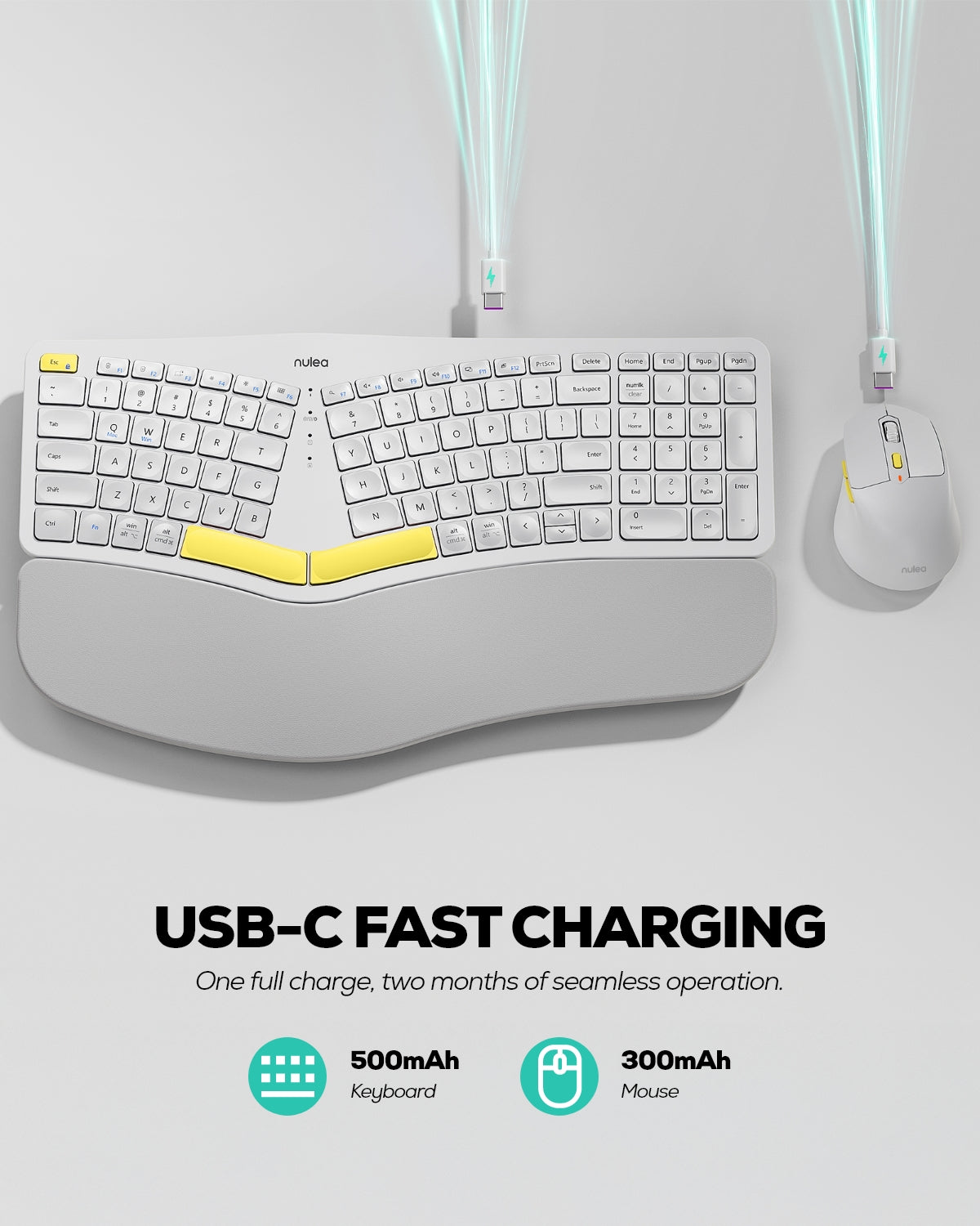 Collection of Nulea KM75 Advanced Wireless Ergonomic Keyboard and Mouse Combo in a gallery layout