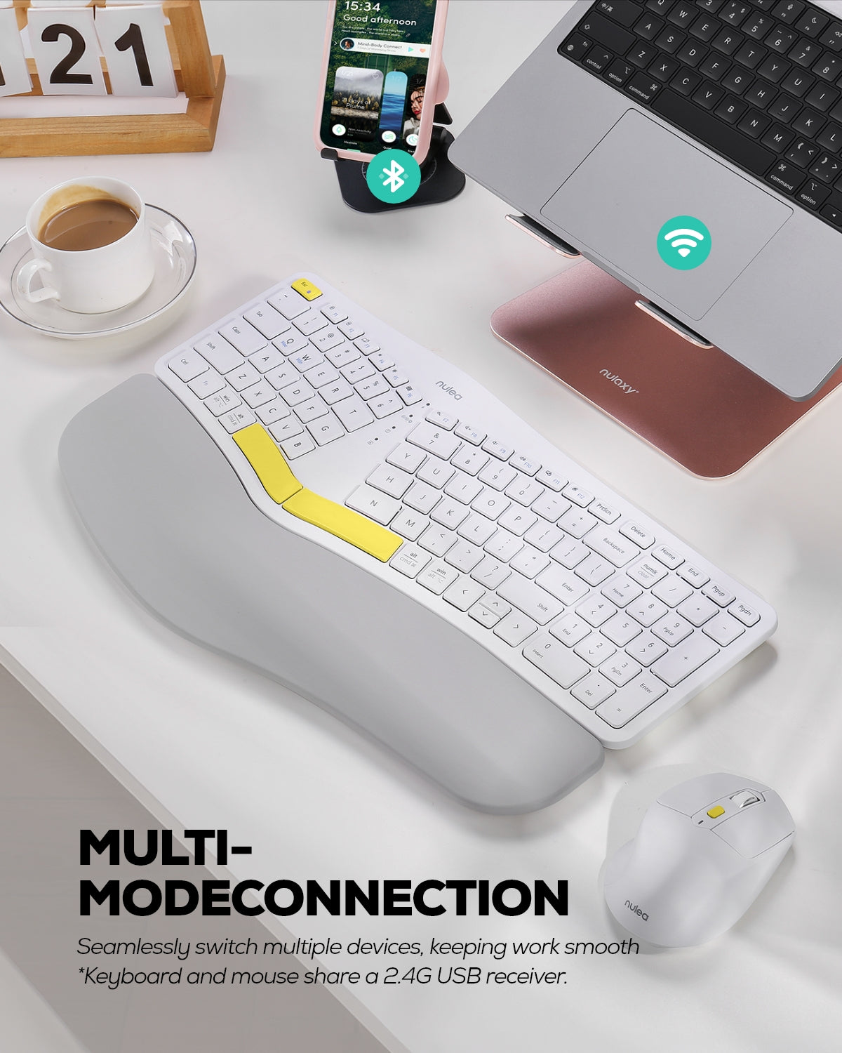 Collection of Nulea KM75 Advanced Wireless Ergonomic Keyboard and Mouse Combo in a gallery layout