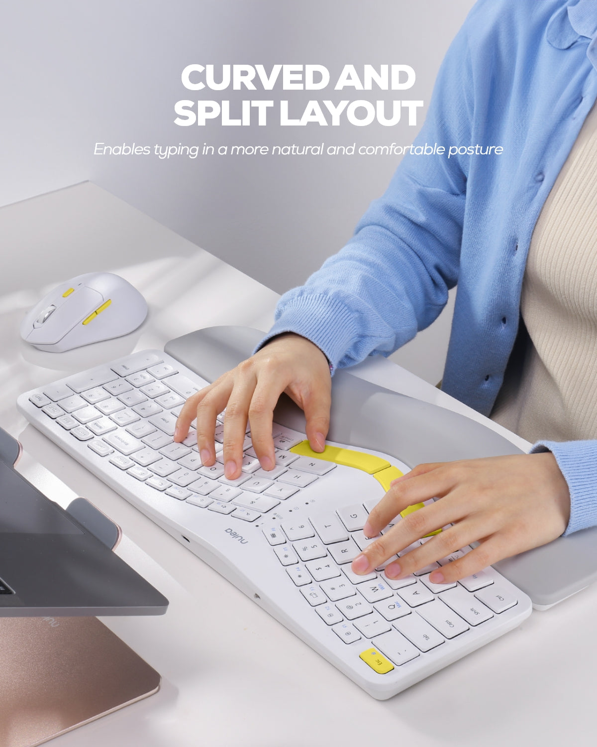 Collection of Nulea KM75 Advanced Wireless Ergonomic Keyboard and Mouse Combo in a gallery layout