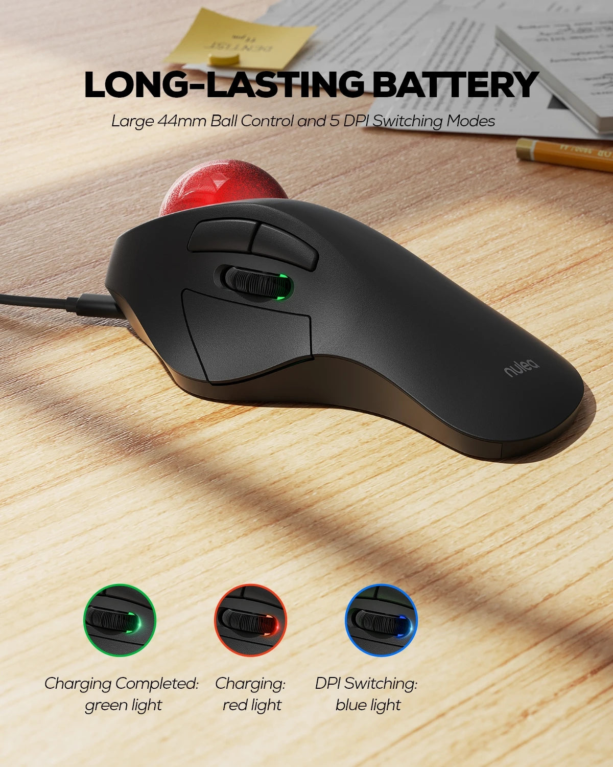 Collection of Nulea M505 Wireless Trackball Mouse in a gallery layout