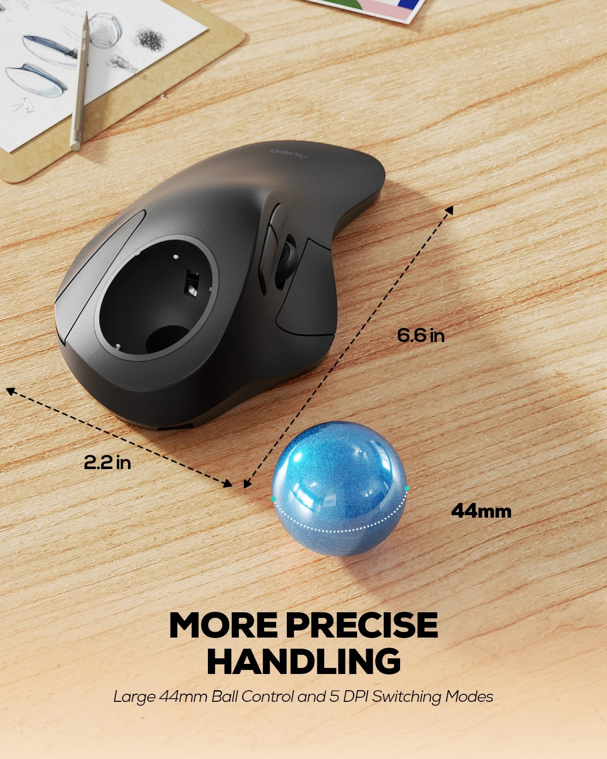 Collection of Nulea M505 Wireless Trackball Mouse in a gallery layout