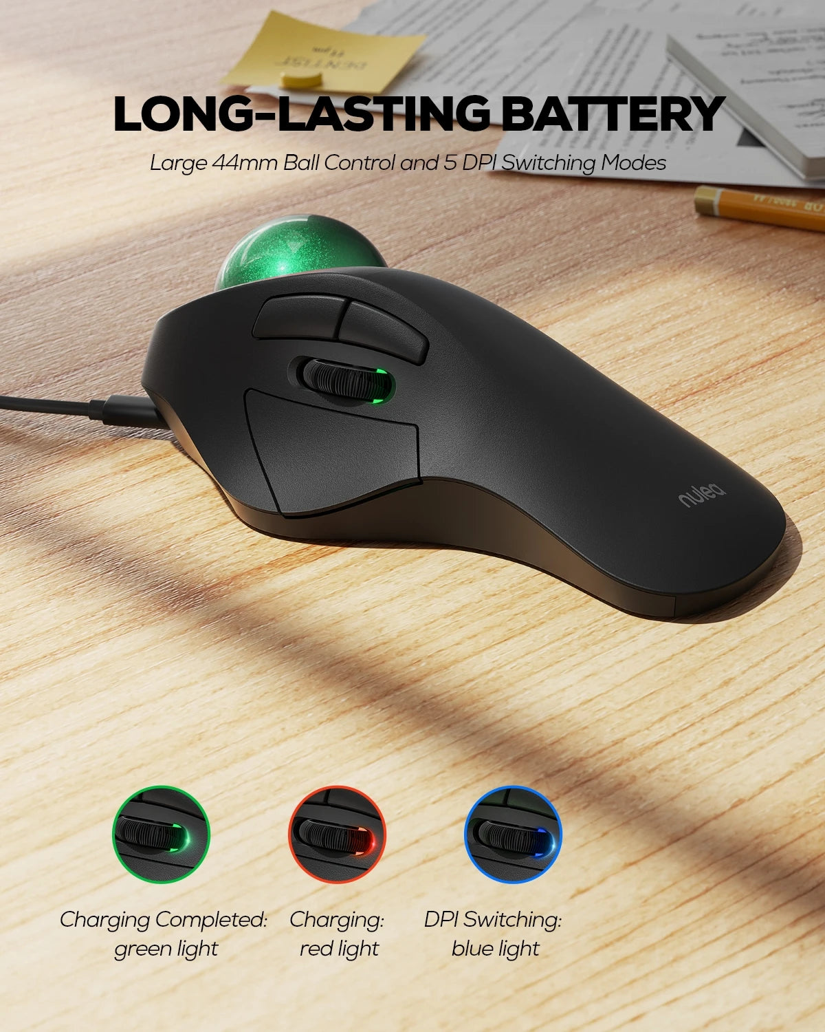 Collection of Nulea M505 Wireless Trackball Mouse in a gallery layout