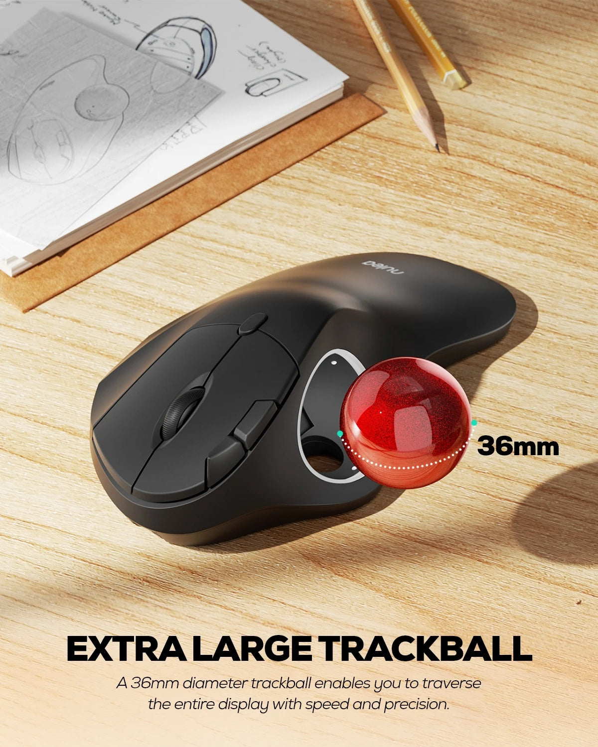 Collection of Nulea M507A Wireless Trackball Mouse in a gallery layout