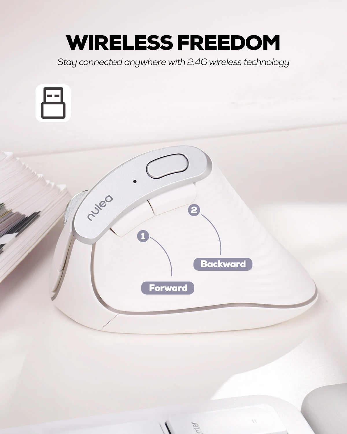 Collection of Nulea M510 Wireless Vertical Mouse in a gallery layout