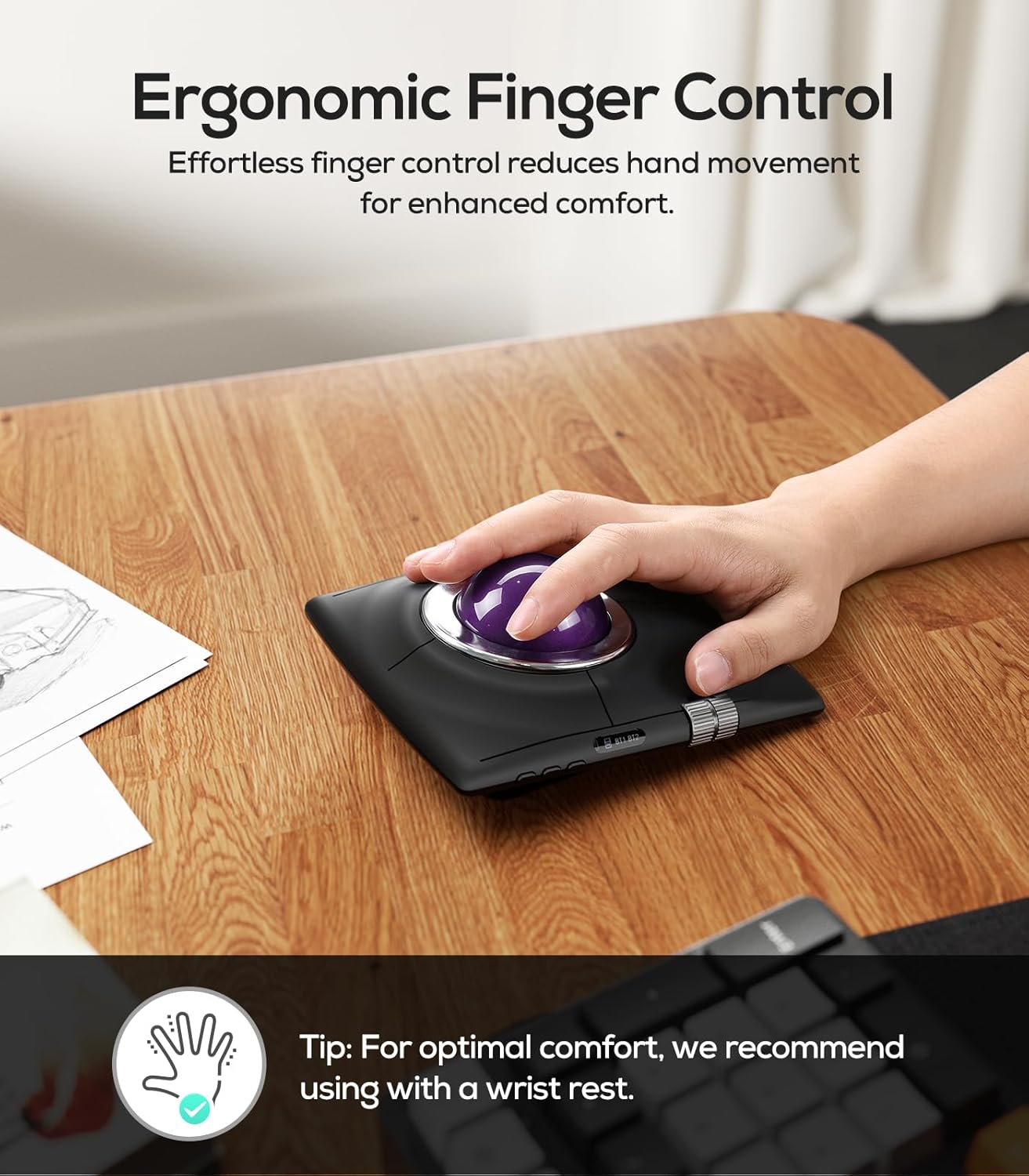 Collection of Nulea M512 Wireless Trackball Mouse in a gallery layout