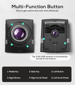 Collection of Nulea M512 Wireless Trackball Mouse in a gallery layout