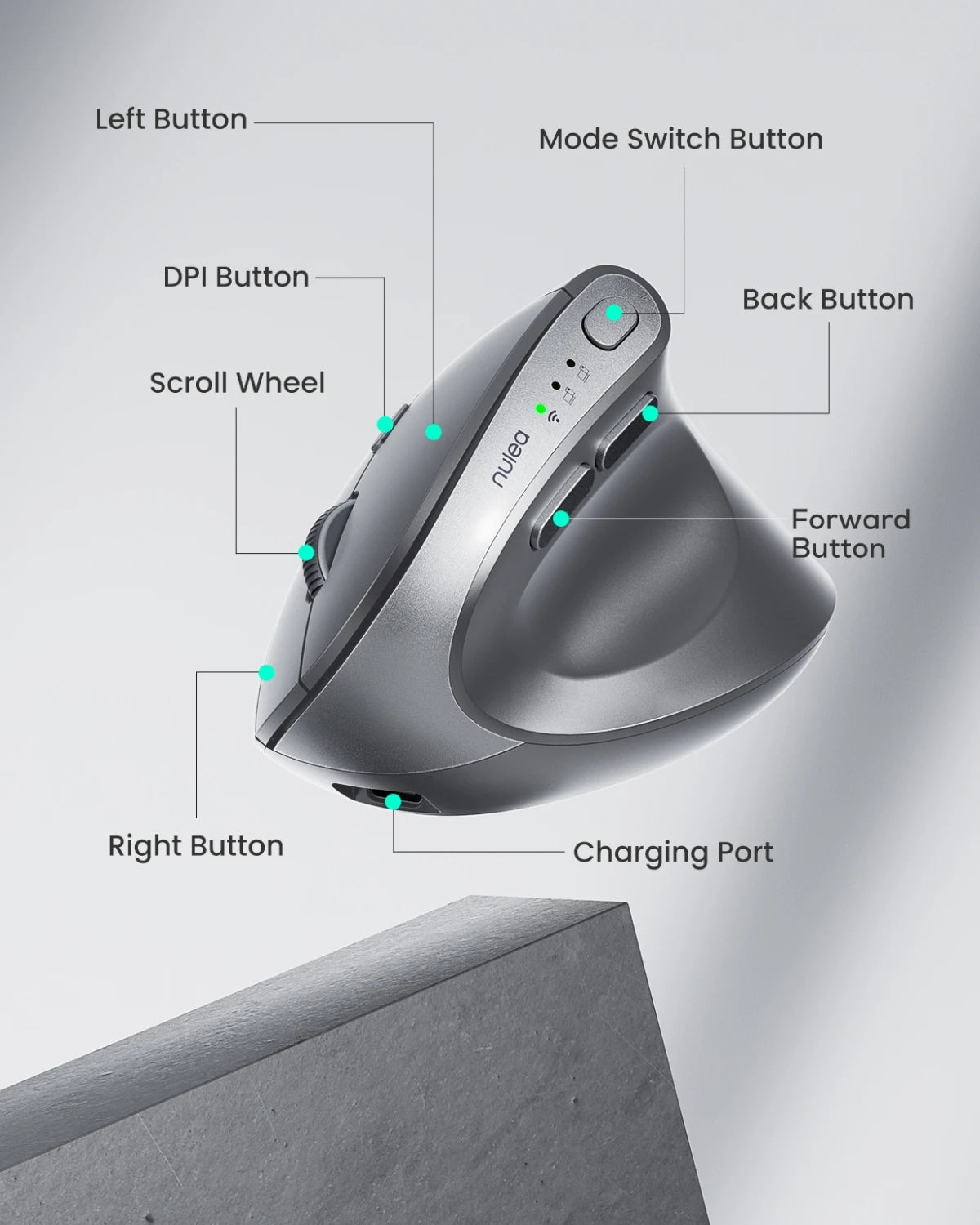 Collection of Nulea MD280 Wireless Vertical Mouse in a gallery layout