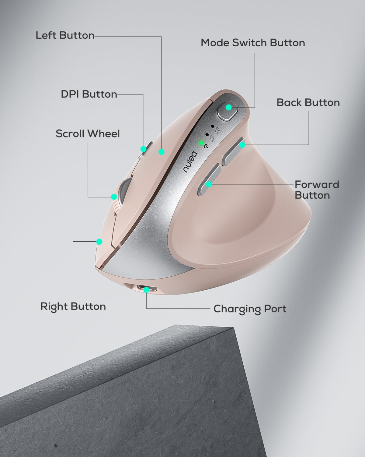 Collection of Nulea MD280 Wireless Vertical Mouse in a gallery layout