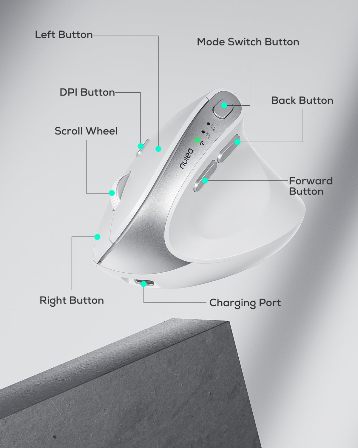 Collection of Nulea MD280 Wireless Vertical Mouse in a gallery layout