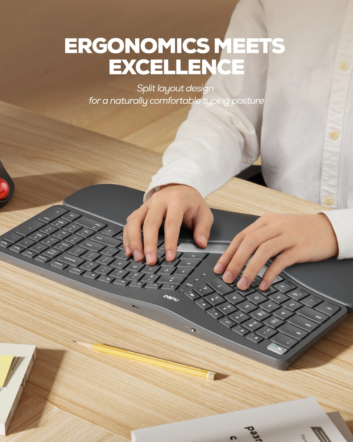 Collection of Nulea RT05B Wireless Ergonomic Keyboard in a gallery layout