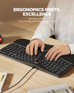 Collection of Nulea RT05C Wired Ergonomic Keyboard in a gallery layout