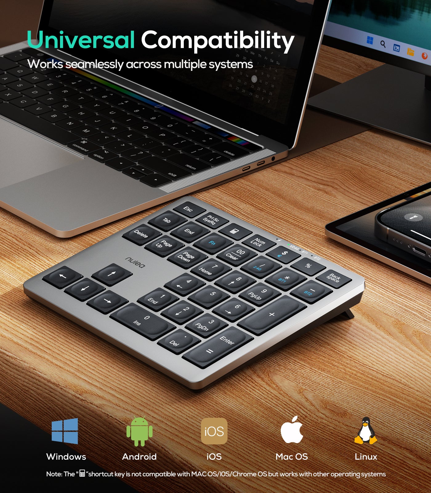Collection of Nulea Wireless Number Pad Bluetooth 5.0 & 2.4G Portable Numeric Keyboard in a gallery layout
