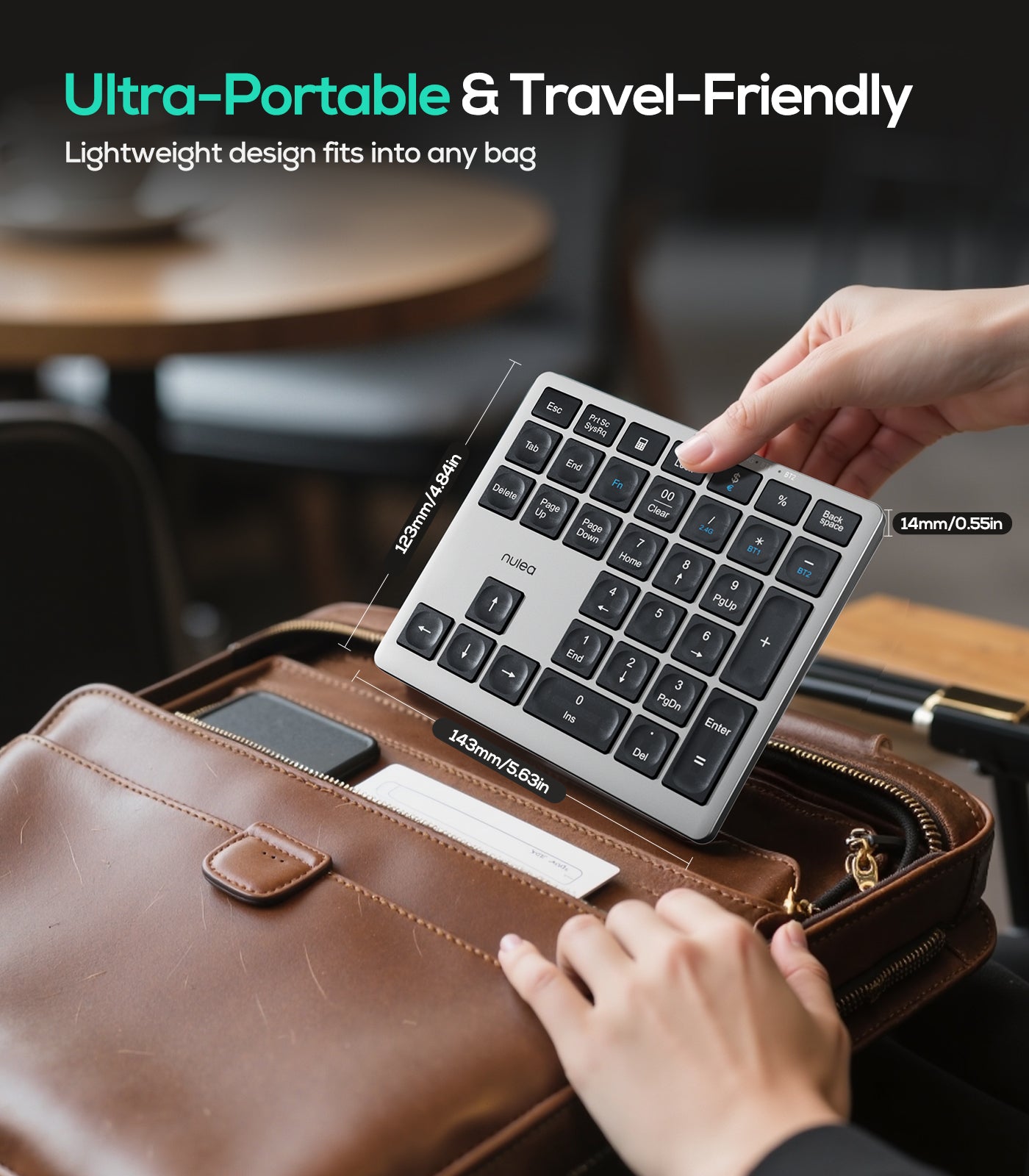 Collection of Nulea Wireless Number Pad Bluetooth 5.0 & 2.4G Portable Numeric Keyboard in a gallery layout