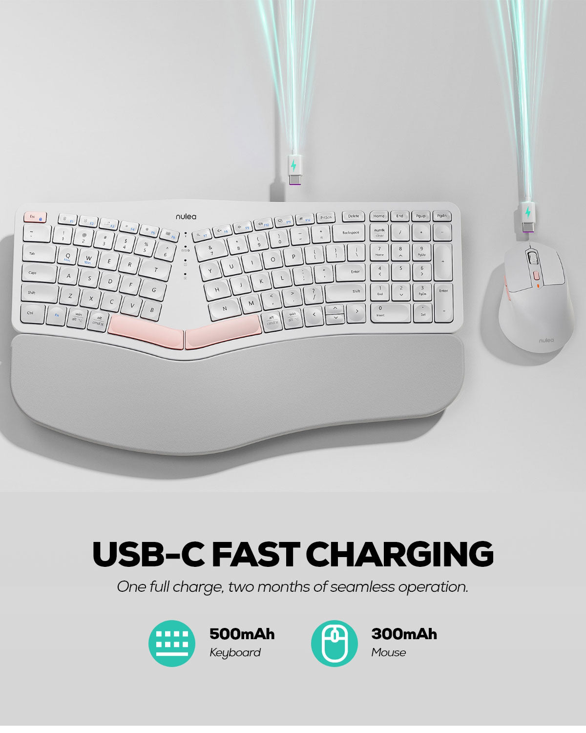 Collection of Nulea KM75 Advanced Wireless Ergonomic Keyboard and Mouse Combo in a gallery layout