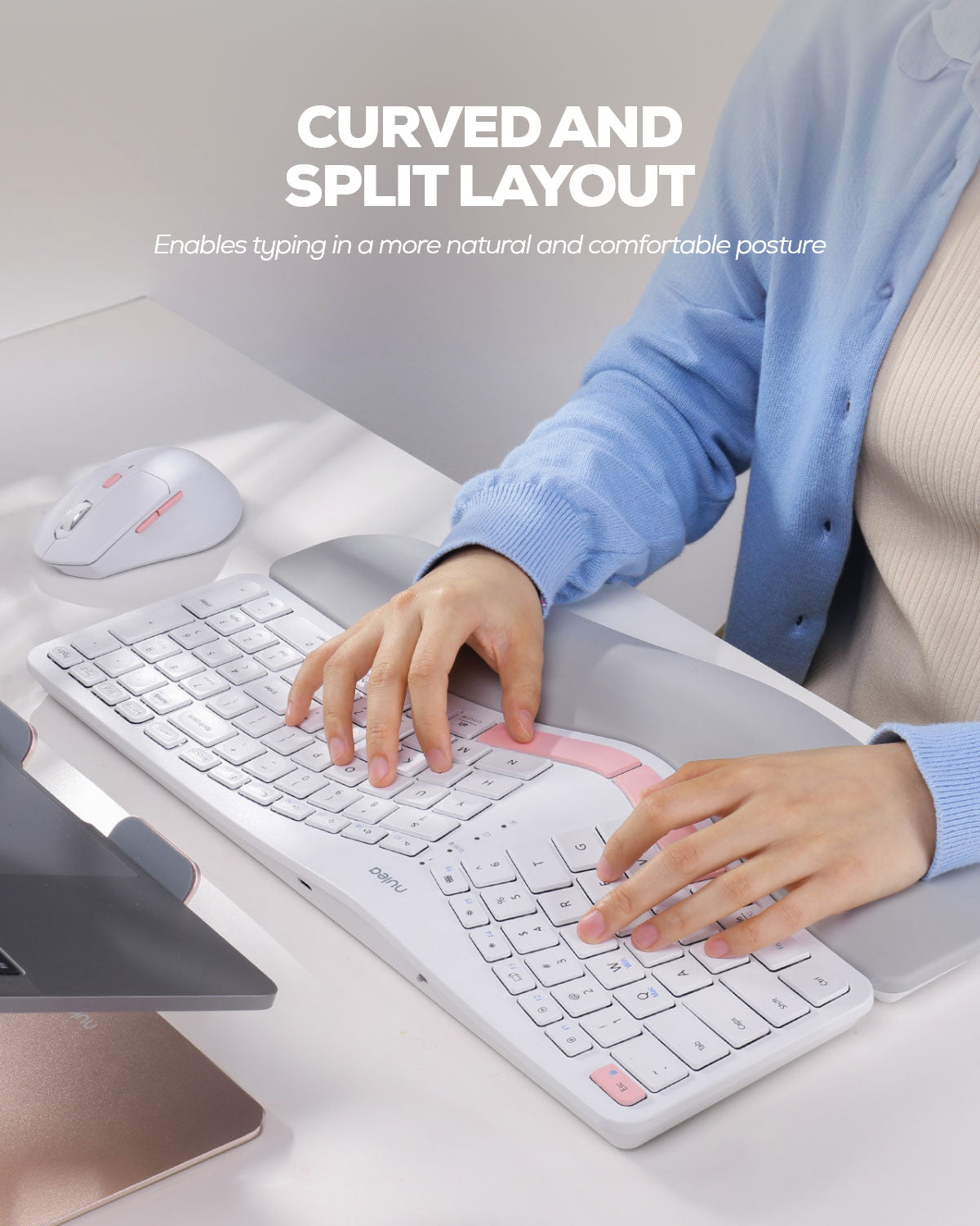 Collection of Nulea KM75 Advanced Wireless Ergonomic Keyboard and Mouse Combo in a gallery layout