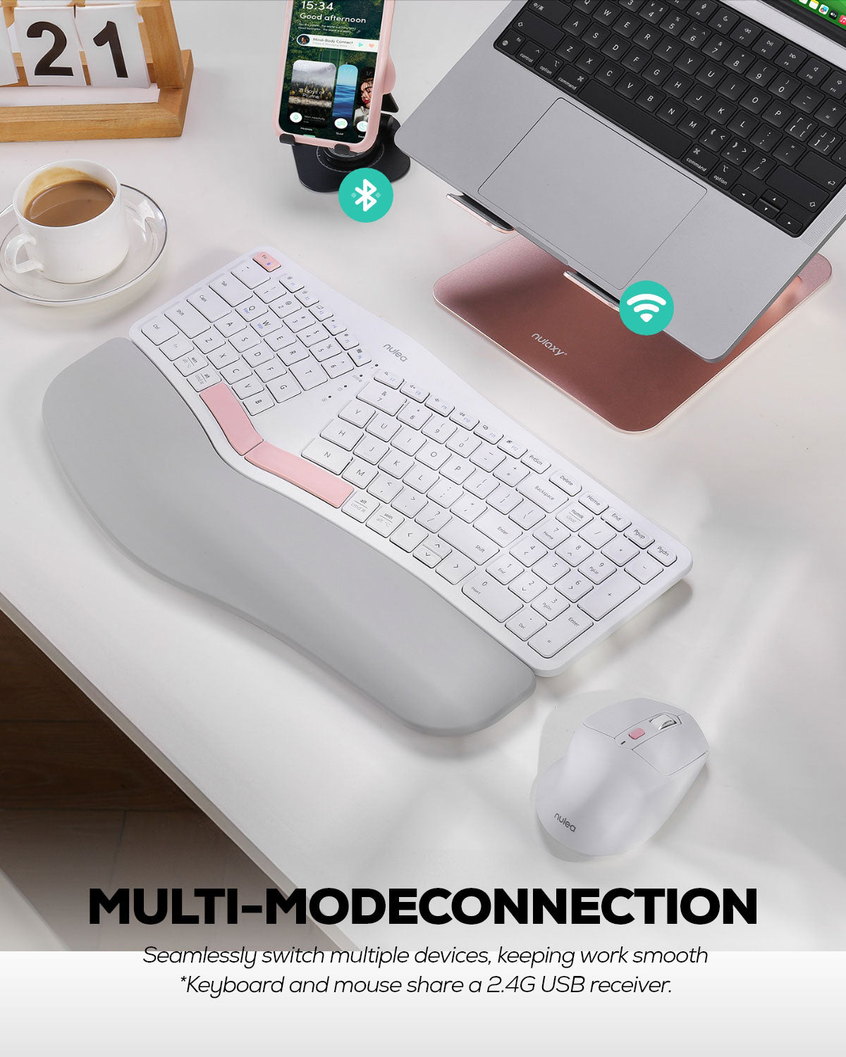 Collection of Nulea KM75 Advanced Wireless Ergonomic Keyboard and Mouse Combo in a gallery layout