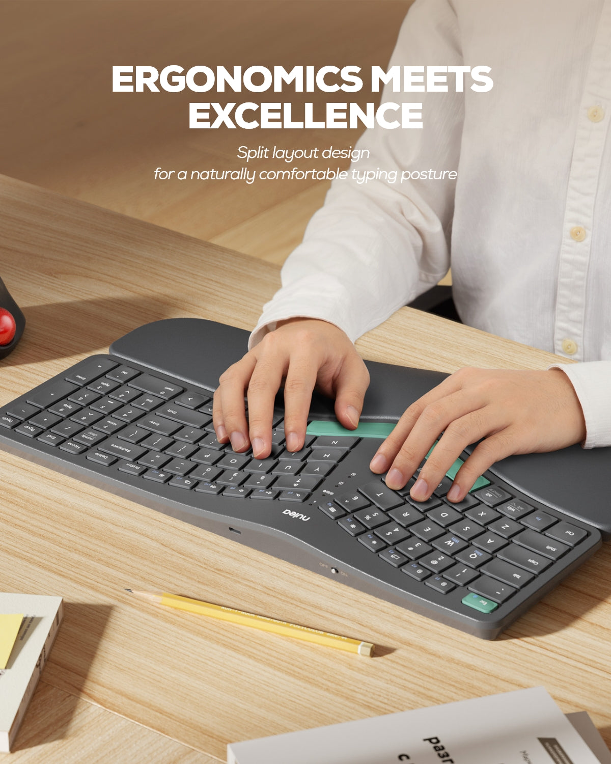 Collection of Nulea RT05B Wireless Ergonomic Keyboard in a gallery layout