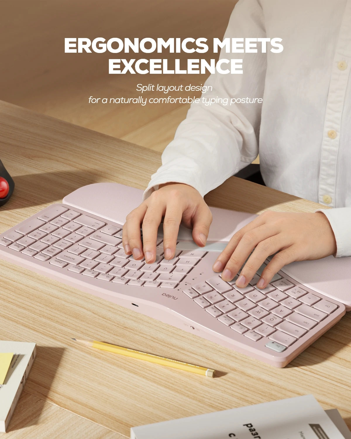Collection of Nulea RT05B Wireless Ergonomic Keyboard in a gallery layout