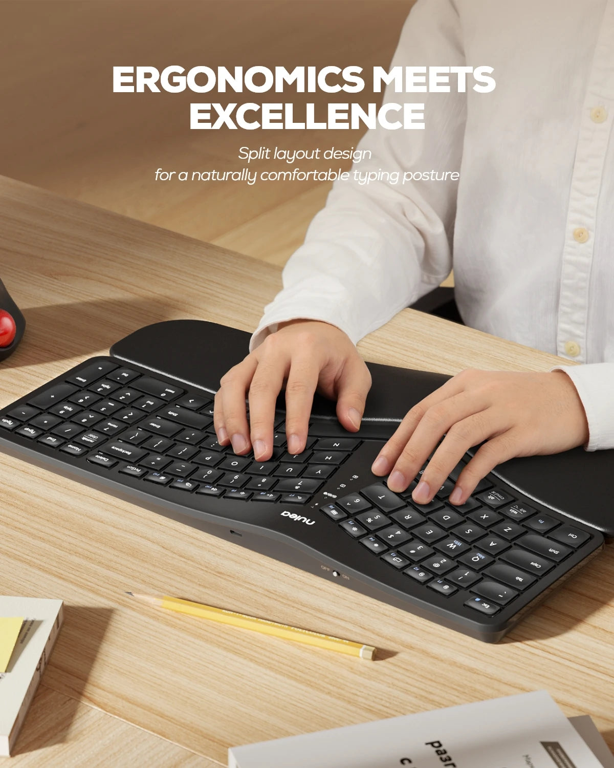 Collection of Nulea RT05B Wireless Ergonomic Keyboard in a gallery layout