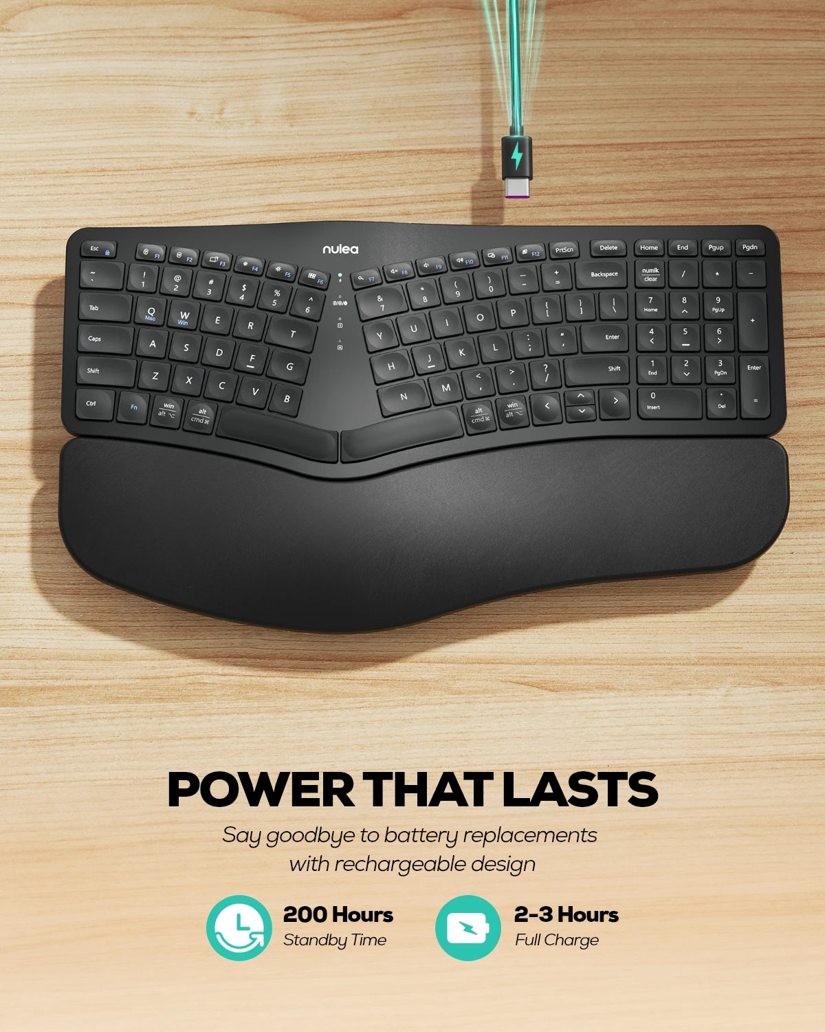 Collection of Nulea RT05B Wireless Ergonomic Keyboard in a gallery layout