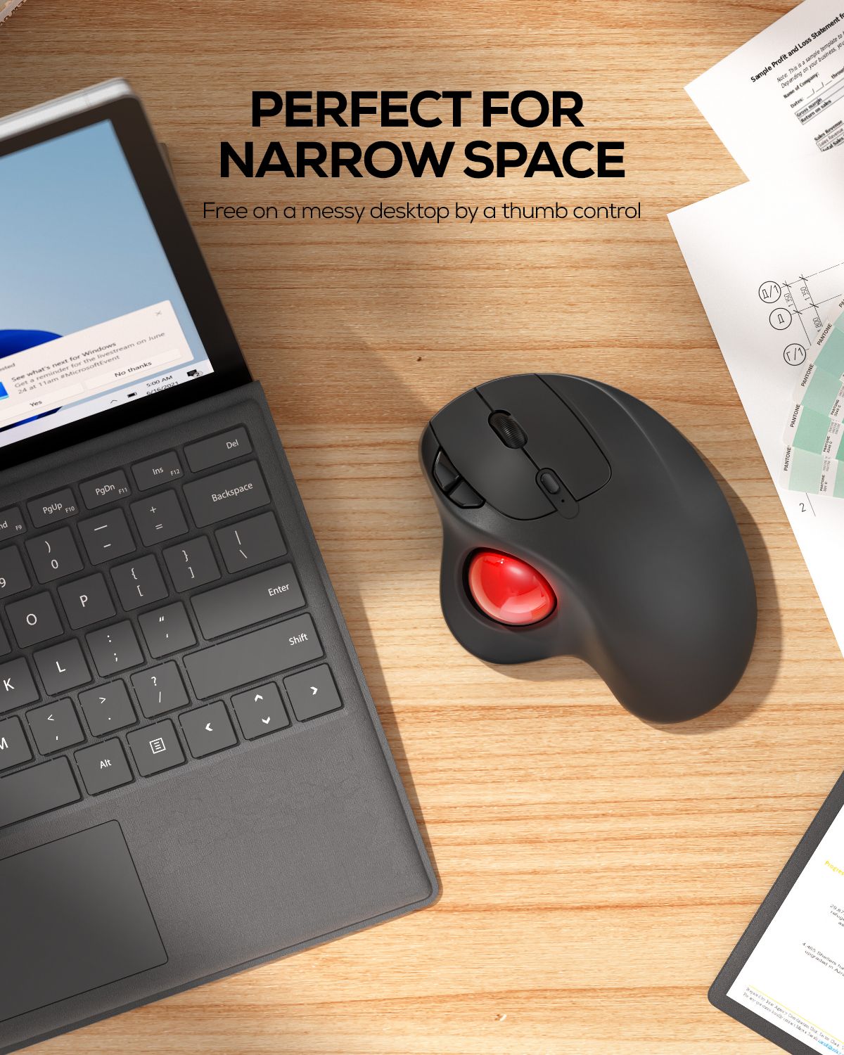 Collection of Nulea M501 Wireless Trackball Mouse in a gallery layout