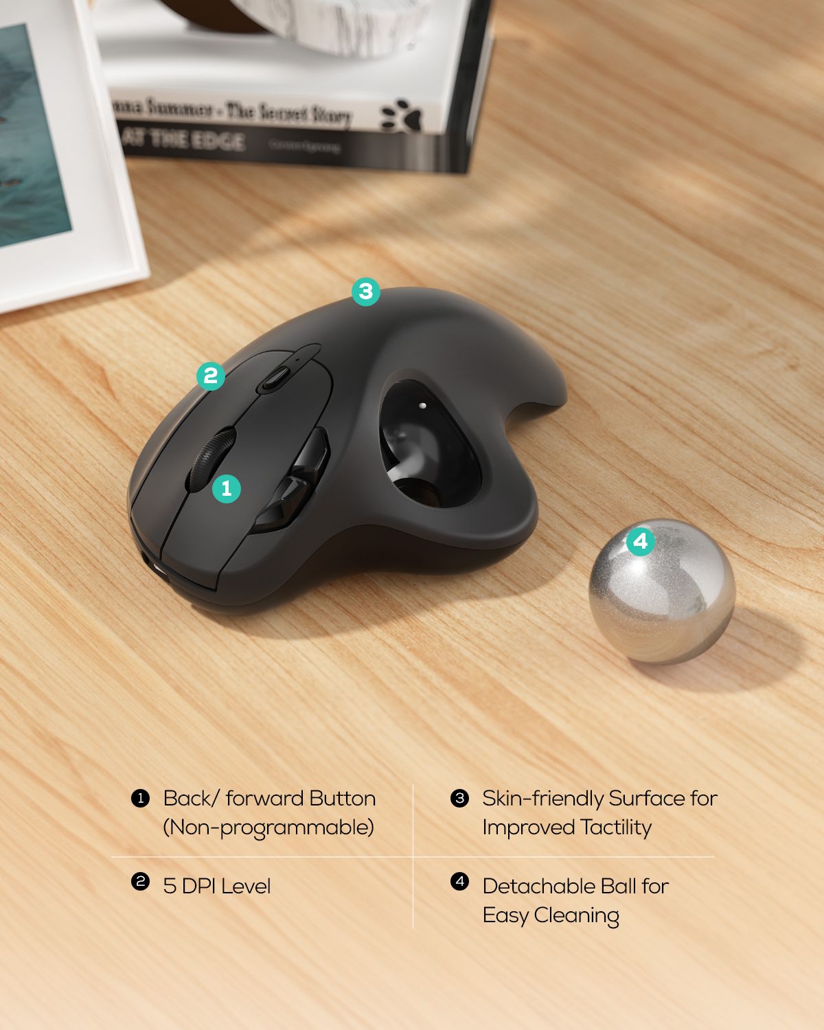 Collection of Nulea M501 Wireless Trackball Mouse in a gallery layout