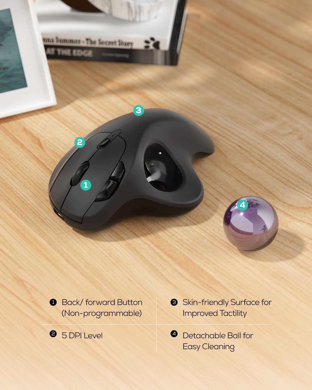 Collection of Nulea M501 Wireless Trackball Mouse in a gallery layout