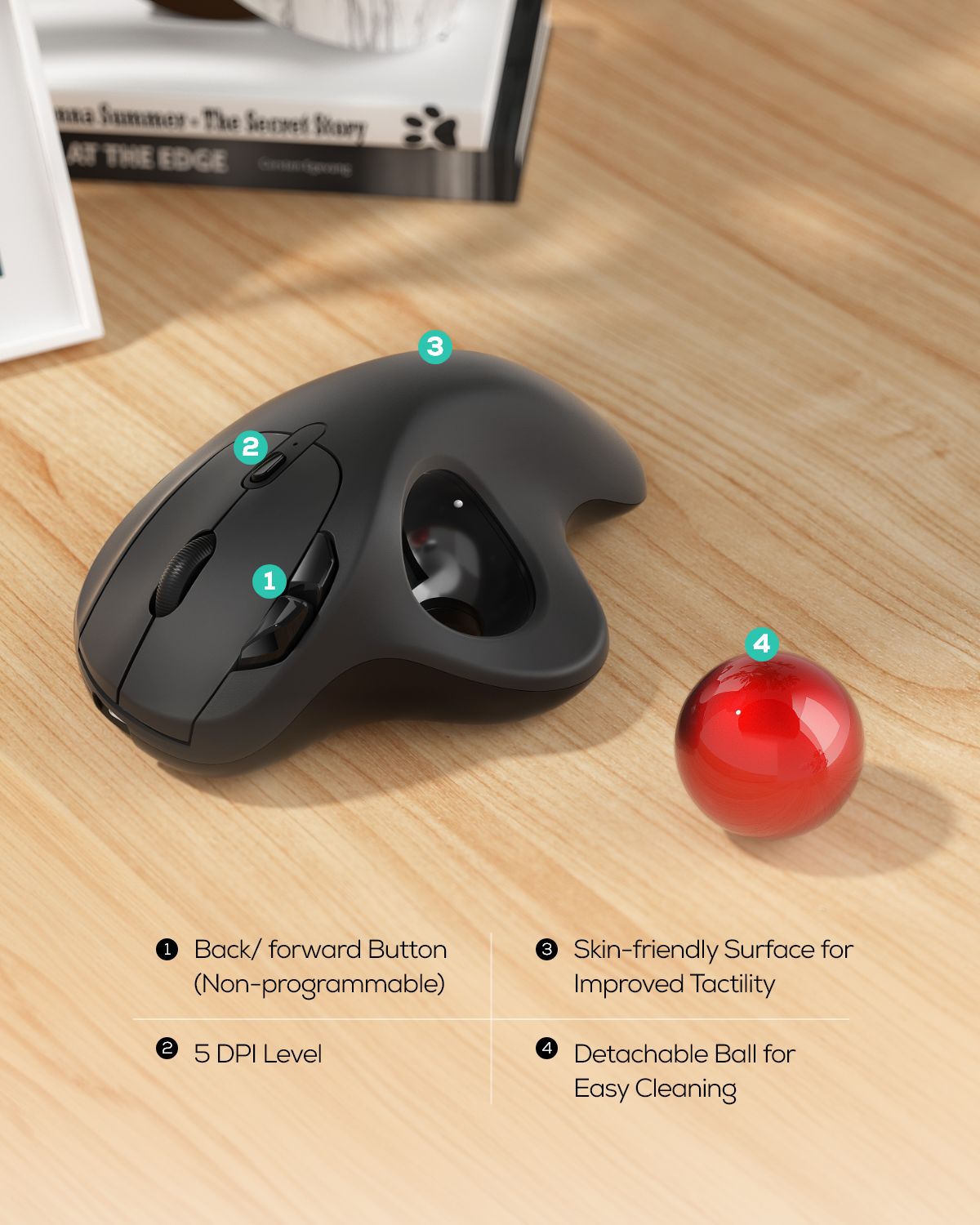 Collection of Nulea M501 Wireless Trackball Mouse in a gallery layout