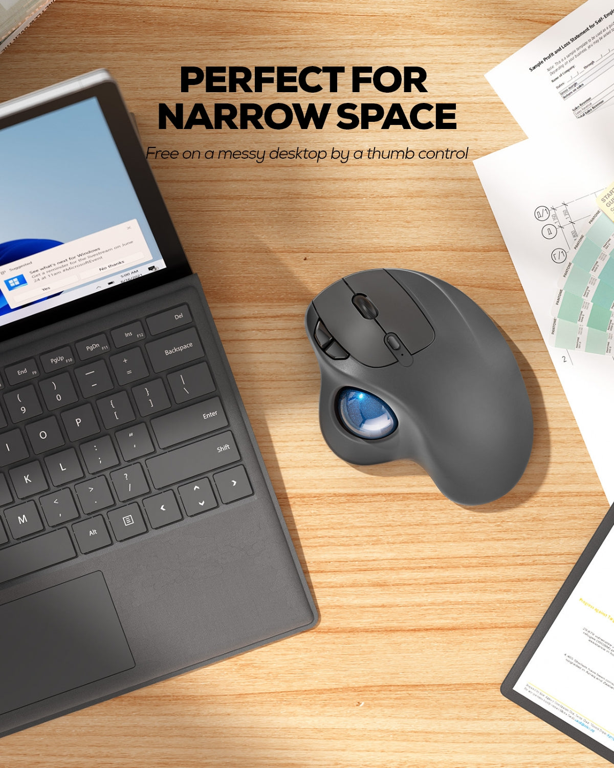 Collection of Nulea M501 Wireless Trackball Mouse  Dark Blue in a gallery layout