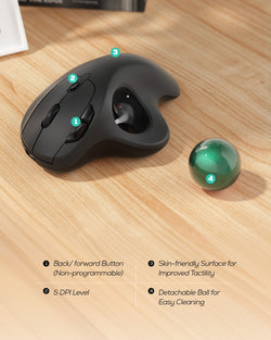 Collection of Nulea M501 Wireless Trackball Mouse in a gallery layout