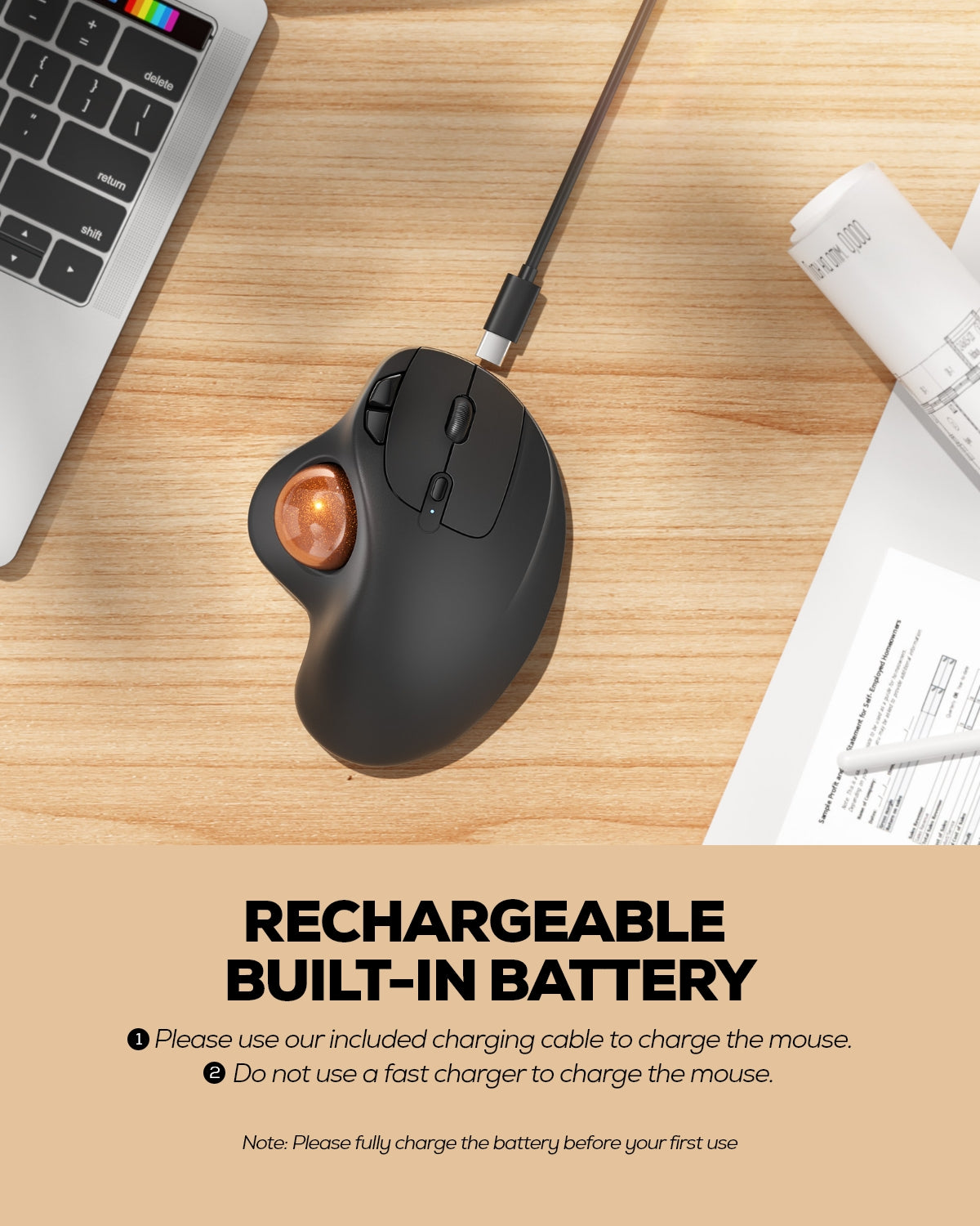 Collection of Nulea M501 Wireless Trackball Mouse in a gallery layout