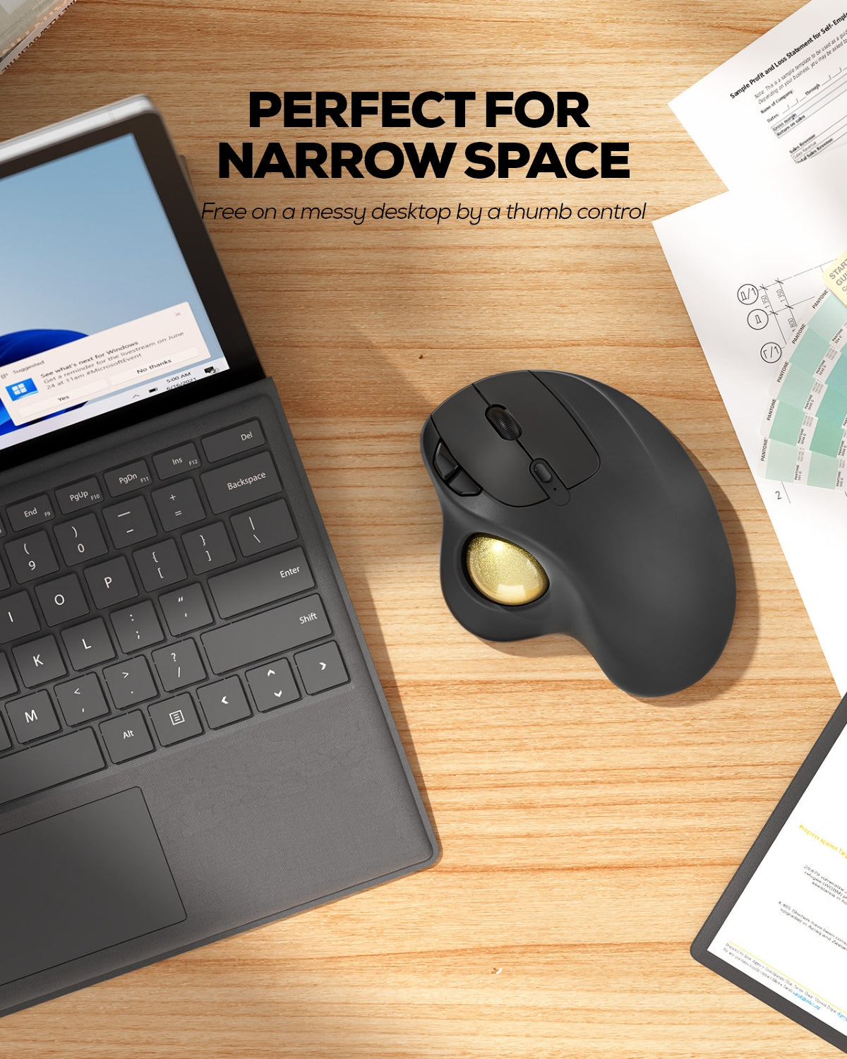 Collection of Nulea M501 Wireless Trackball Mouse in a gallery layout